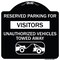 Signmission Reserved Parking for Visitors Unauthorized Vehicles Towed Away Alum Sign, 18" x 18", BW-1818-23069 A-DES-BW-1818-23069 - alternate 1